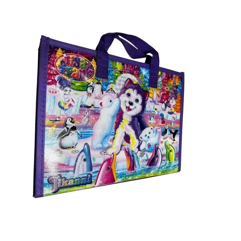 Lisa Frank Pocket Folder Dogs Dolphins Tikanni Art Storage Case Trifold Binder
